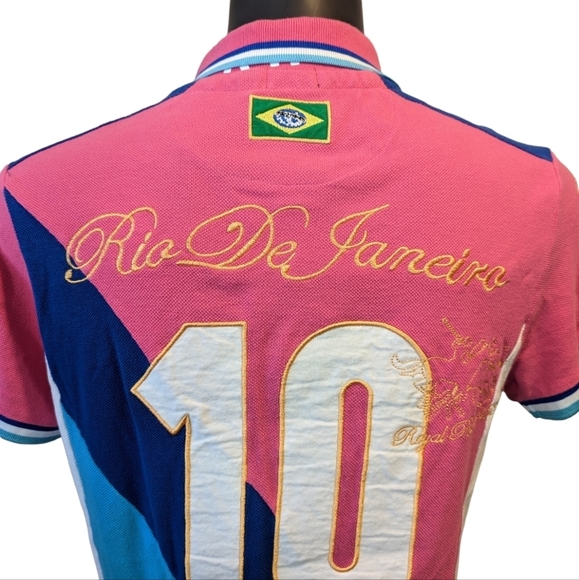 Men's Pink and Blue Polo Shirt - Picture 6 of 11